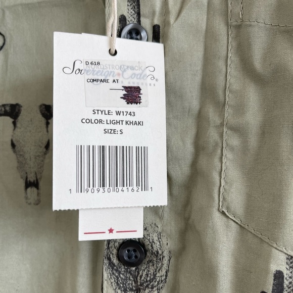 Khaki casual button down with Cactus & longhorn print - Picture 9 of 9